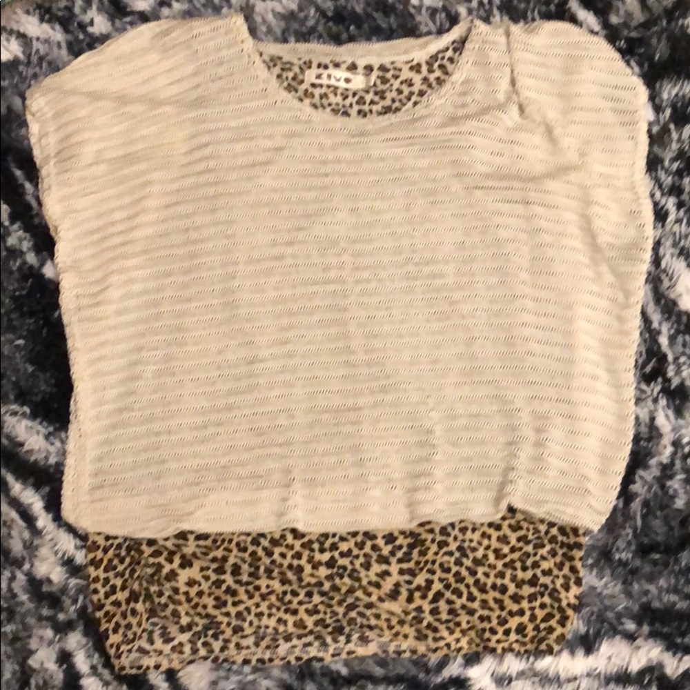 Tan and leopard thin sweater